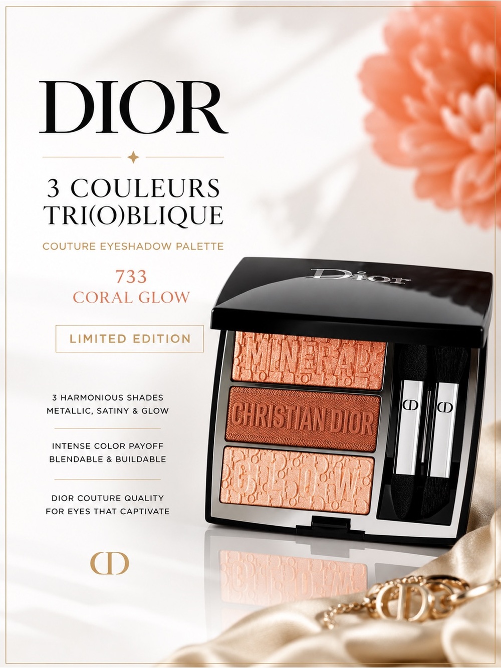 Dior 3 Couleurs Tri(O)blique 733 Coral Glow BNIB Limited Edition Palette